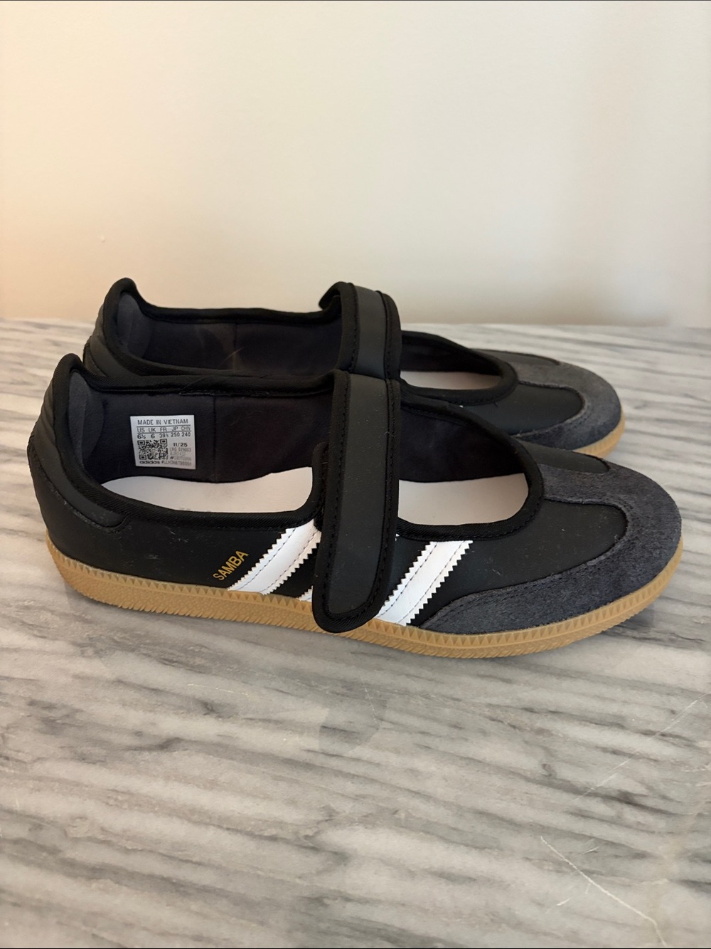 adidas Kids Samba Mary-Jane Sneakers - Black/Gray/White - Picture 5 of 9